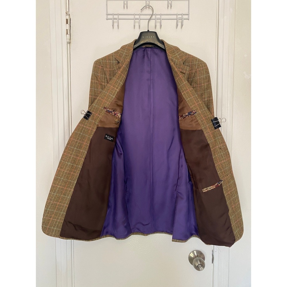 Paul Smith London 38R Glenn Plaid Brown Wool Cashmere Jacket Blazer Sport Coat - Picture 2 of 7